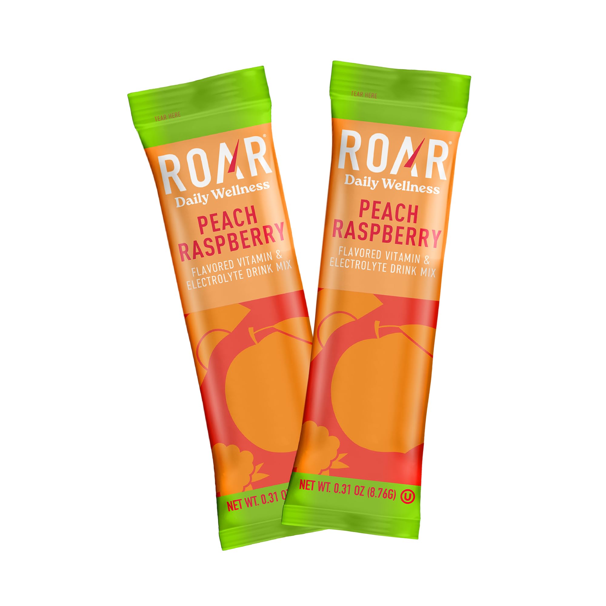 ROAR Daily Wellness Peach Raspberry hydration powder front view