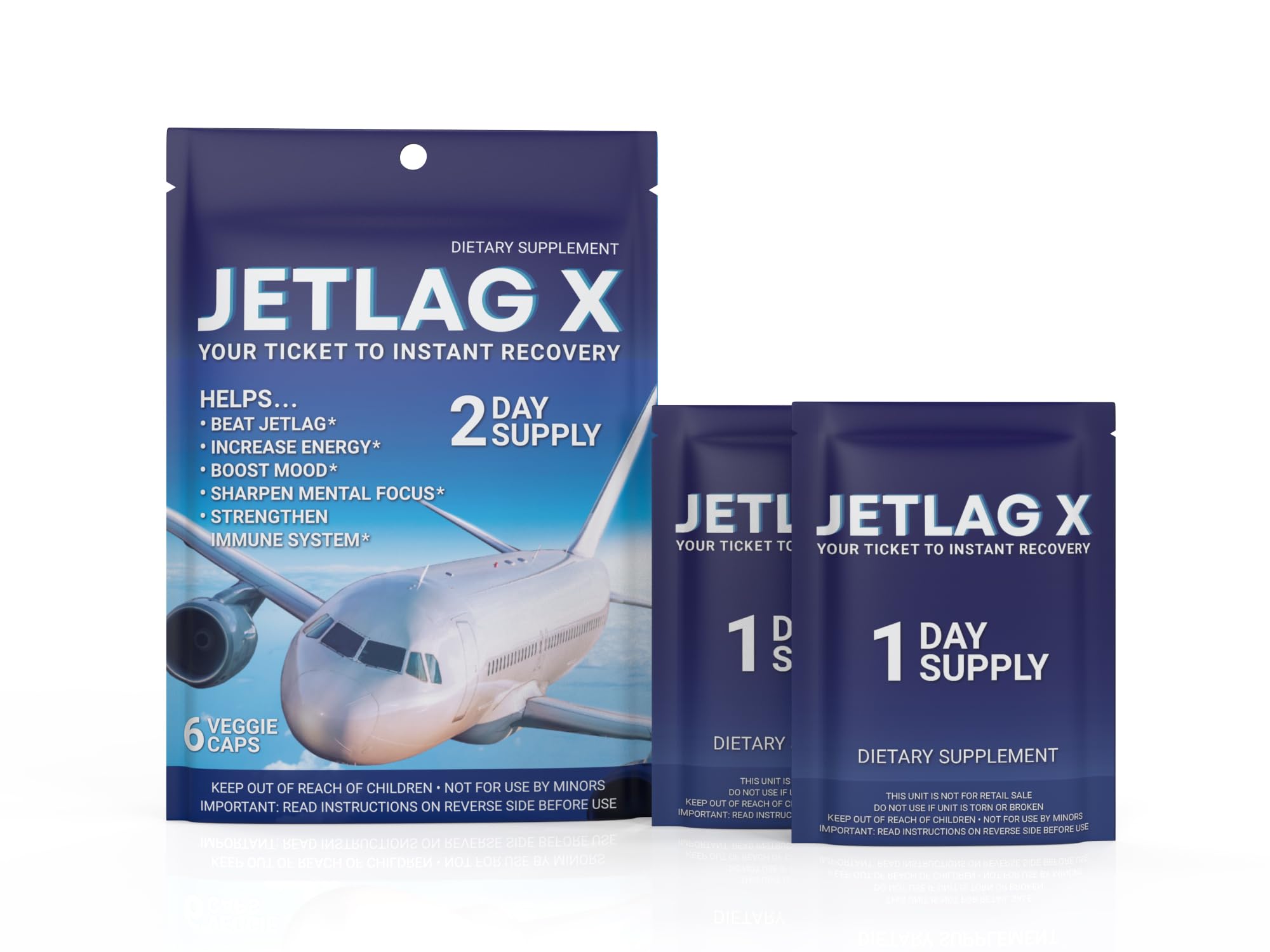 ROCK SOLID JetLagX dietary supplement front view with packaging