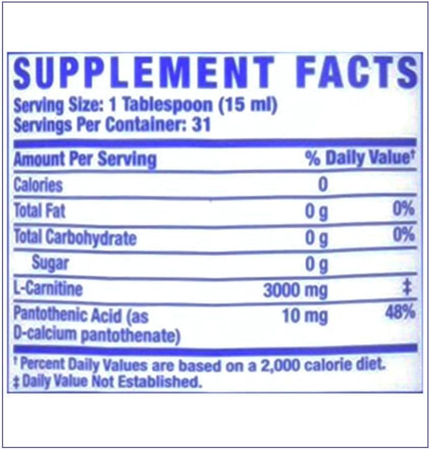 Ronnie Coleman Liquid L-Carnitine 3000 ingredients list