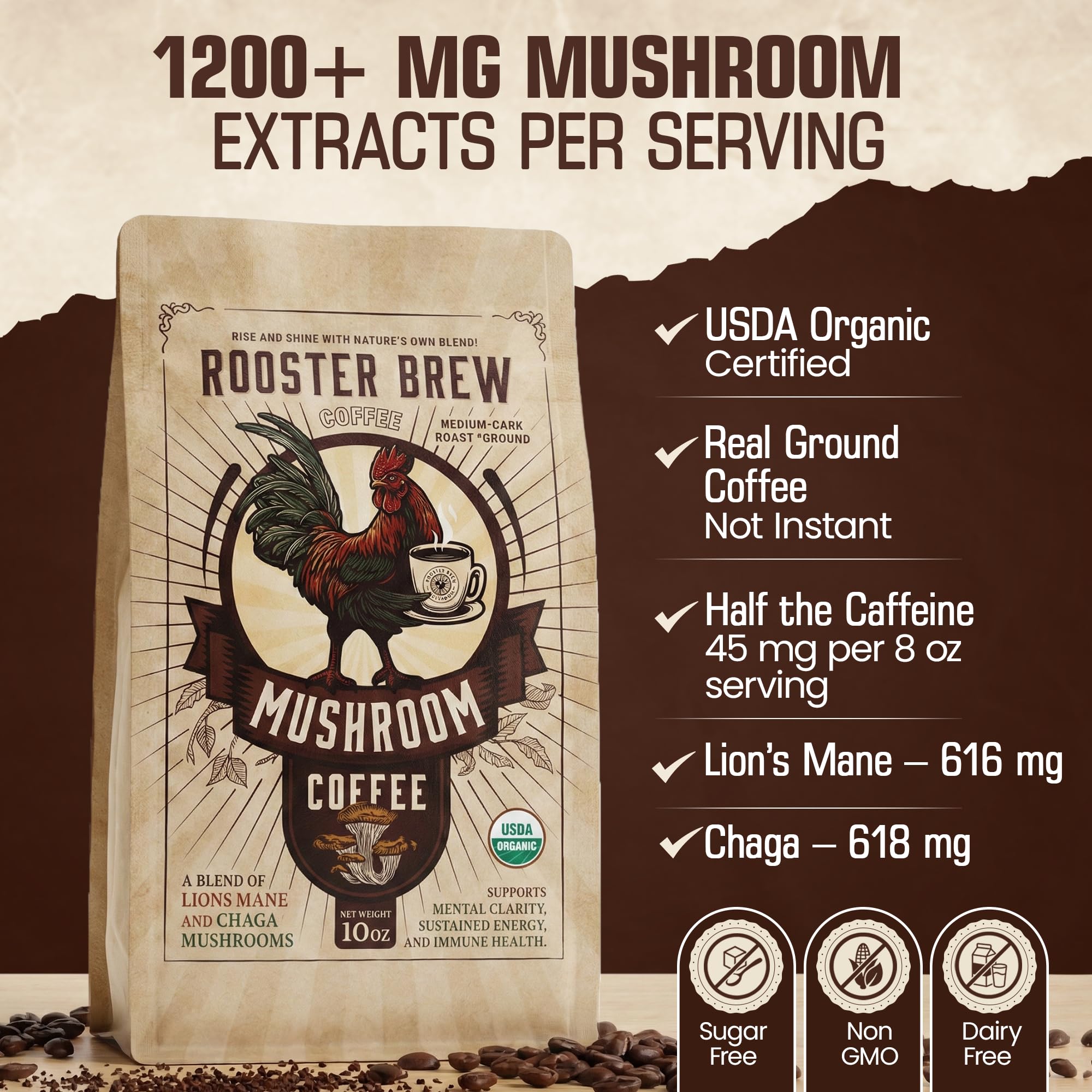 Rooster Brew Coffee Mushroom Coffee preparation process