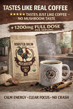 Rooster Brew Coffee Mushroom Coffee with coffee beans