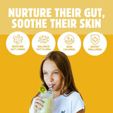 Root and Harmony Probiotic Powder for Kids mixed in a glass of juice