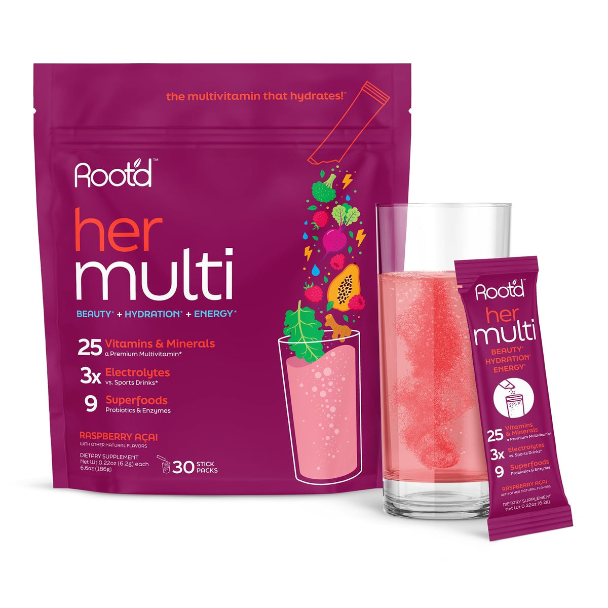 Root'd Multivitamin Drink Mix for Women packaging front view