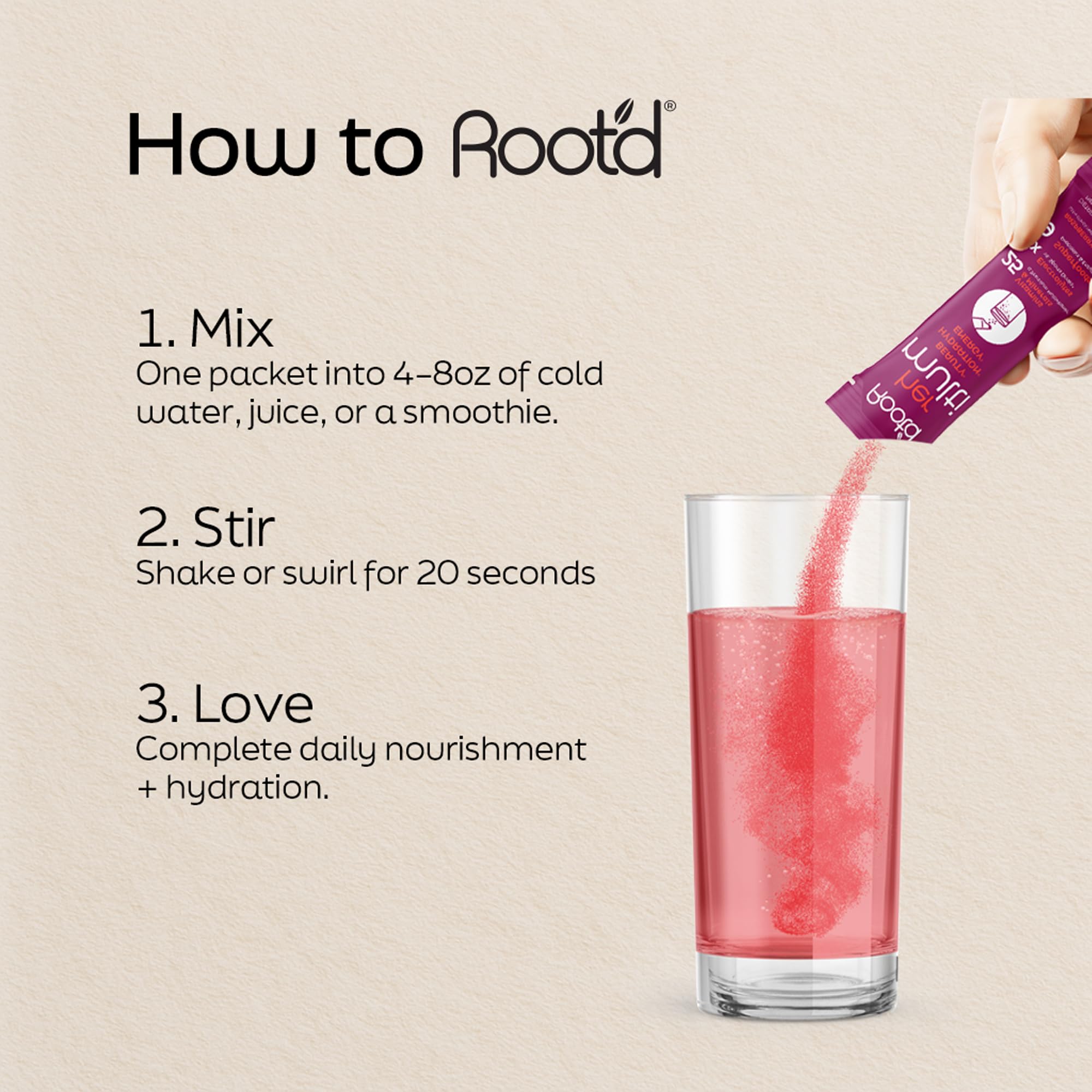 Root'd Multivitamin Drink Mix packaging details