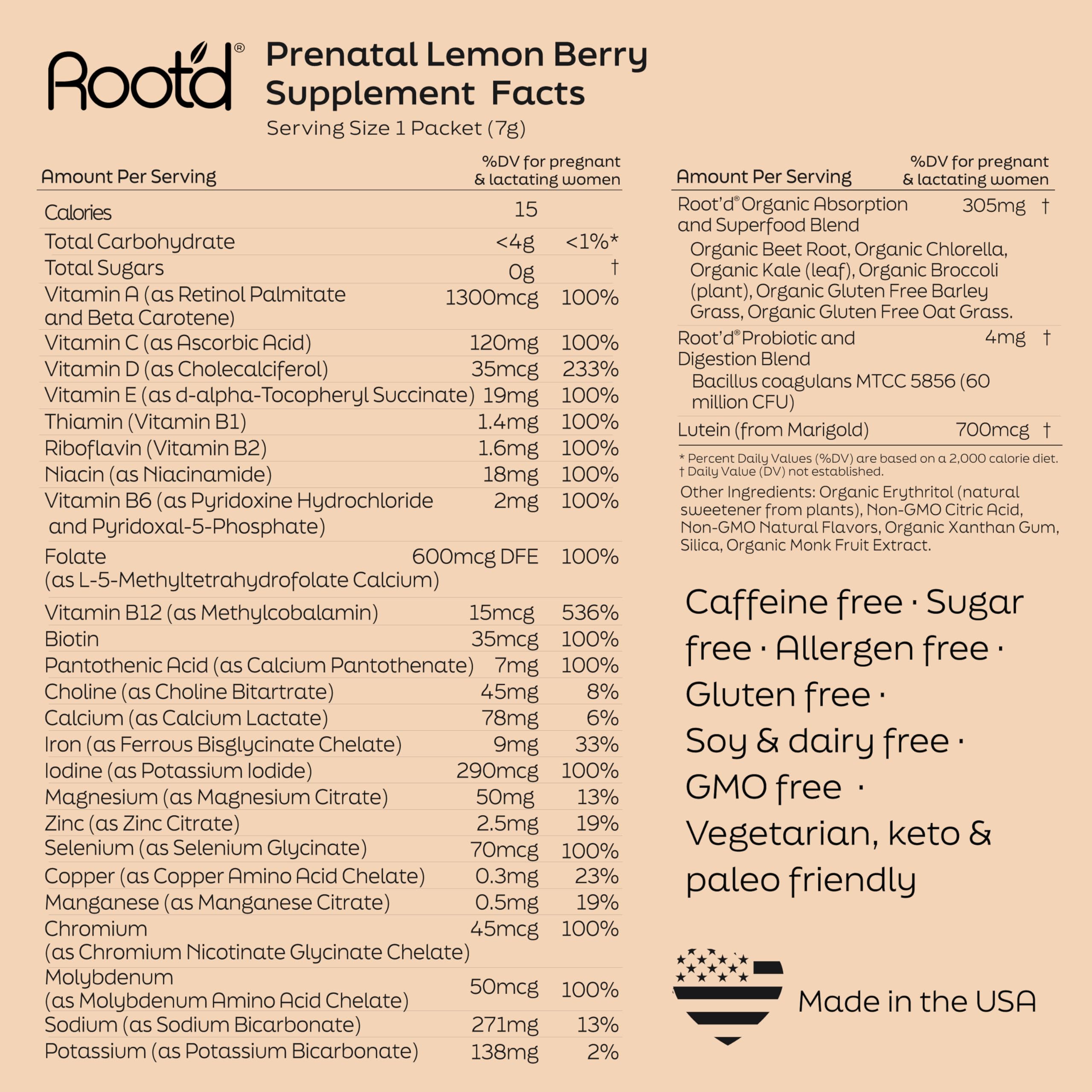 Root'd Prenatal Multivitamins alongside a plant for a natural feel