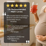 Root'd Prenatal Multivitamins bottle with a green background