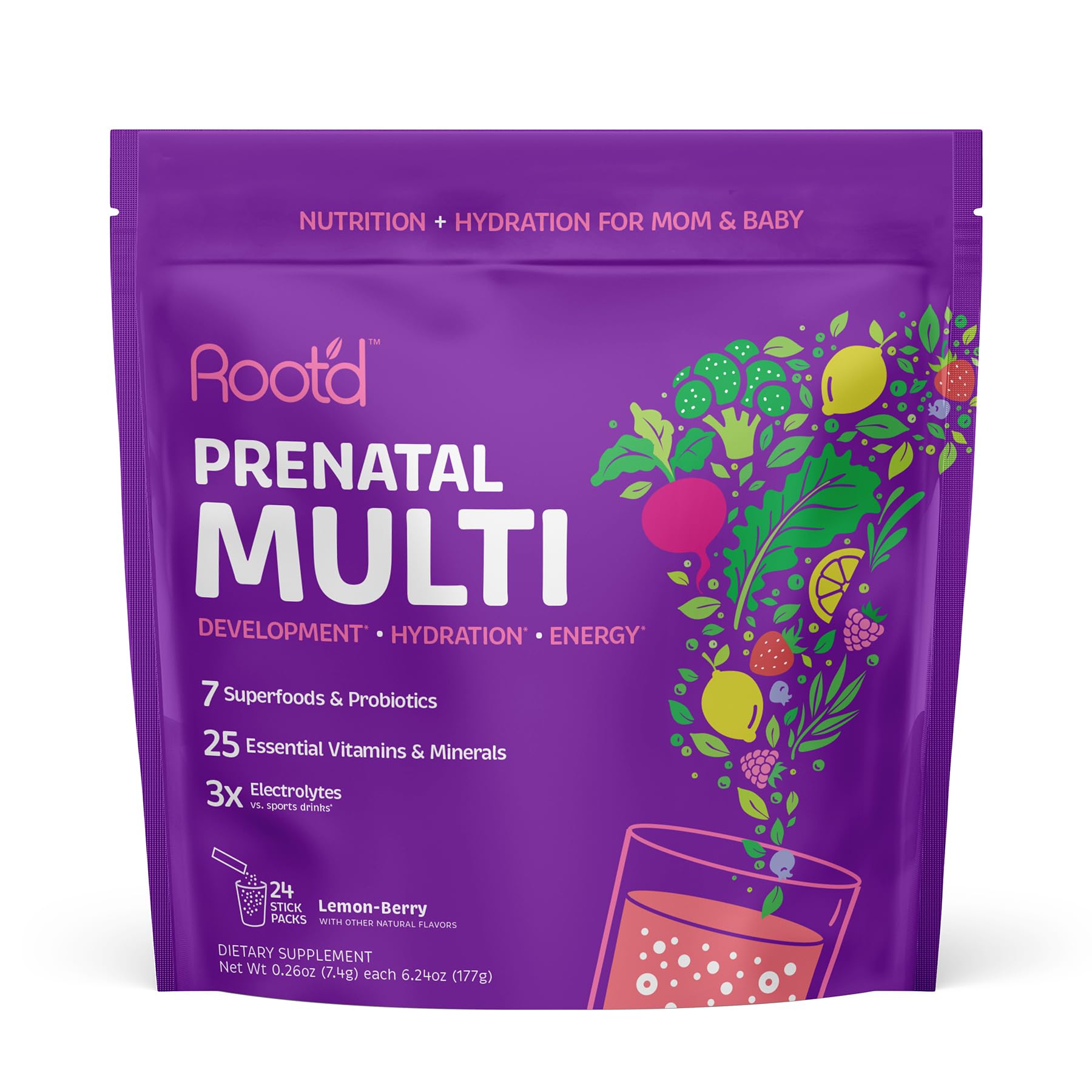 Root'd Prenatal Multivitamins front view packaging