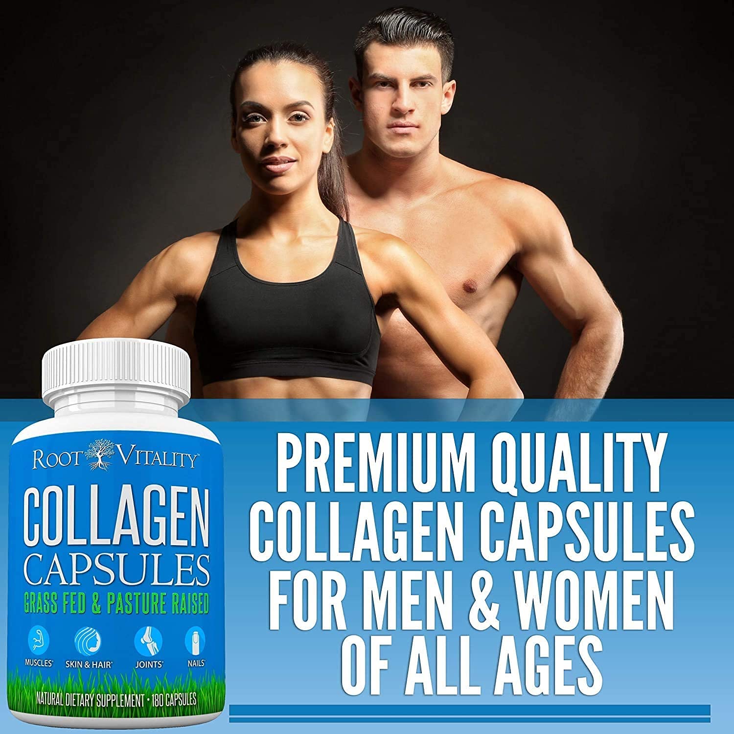 Root Vitality Collagen Peptides Capsules opened bottle