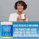 Root Vitality Collagen Peptides Powder in a glass of water