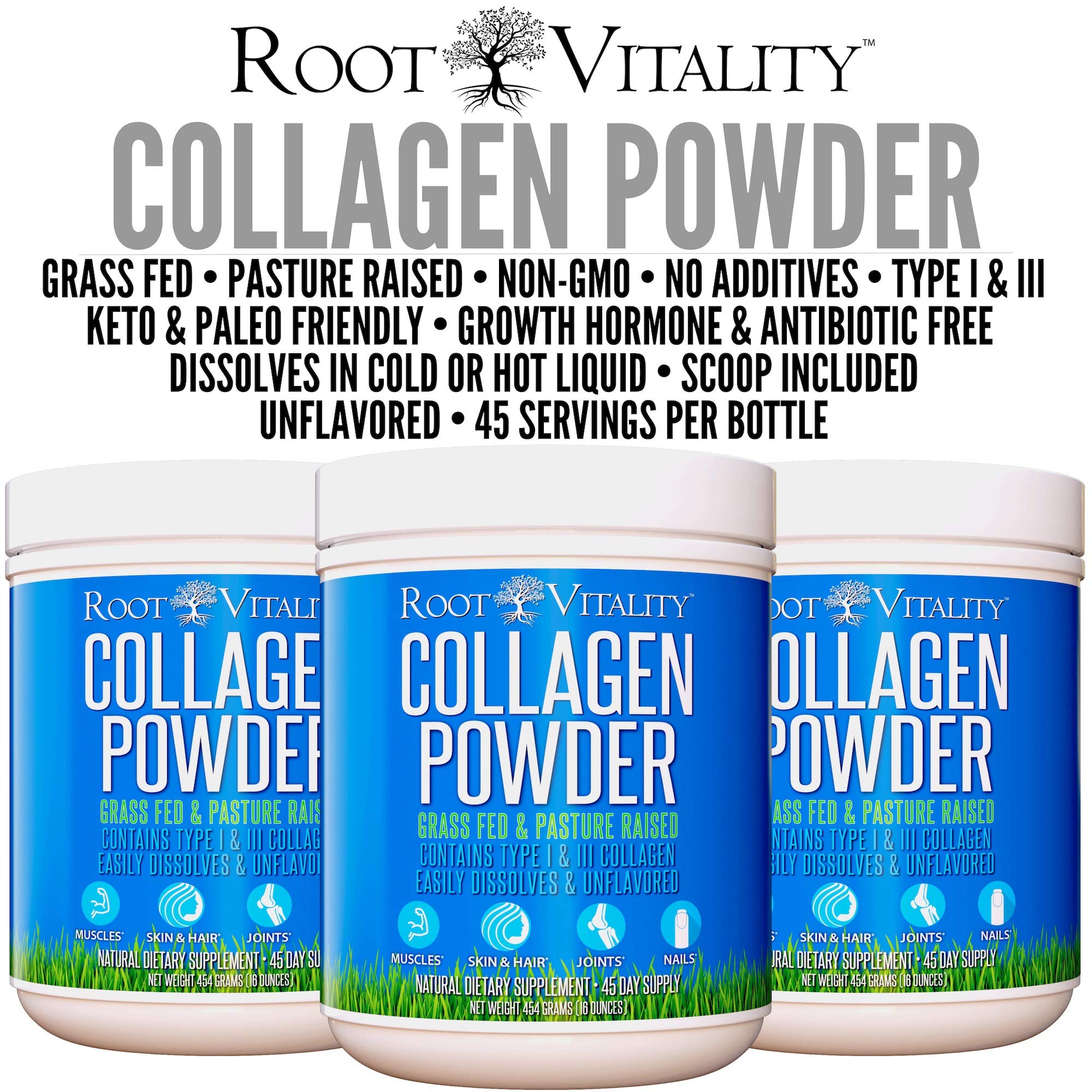 Root Vitality Collagen Peptides Powder mixed in a smoothie