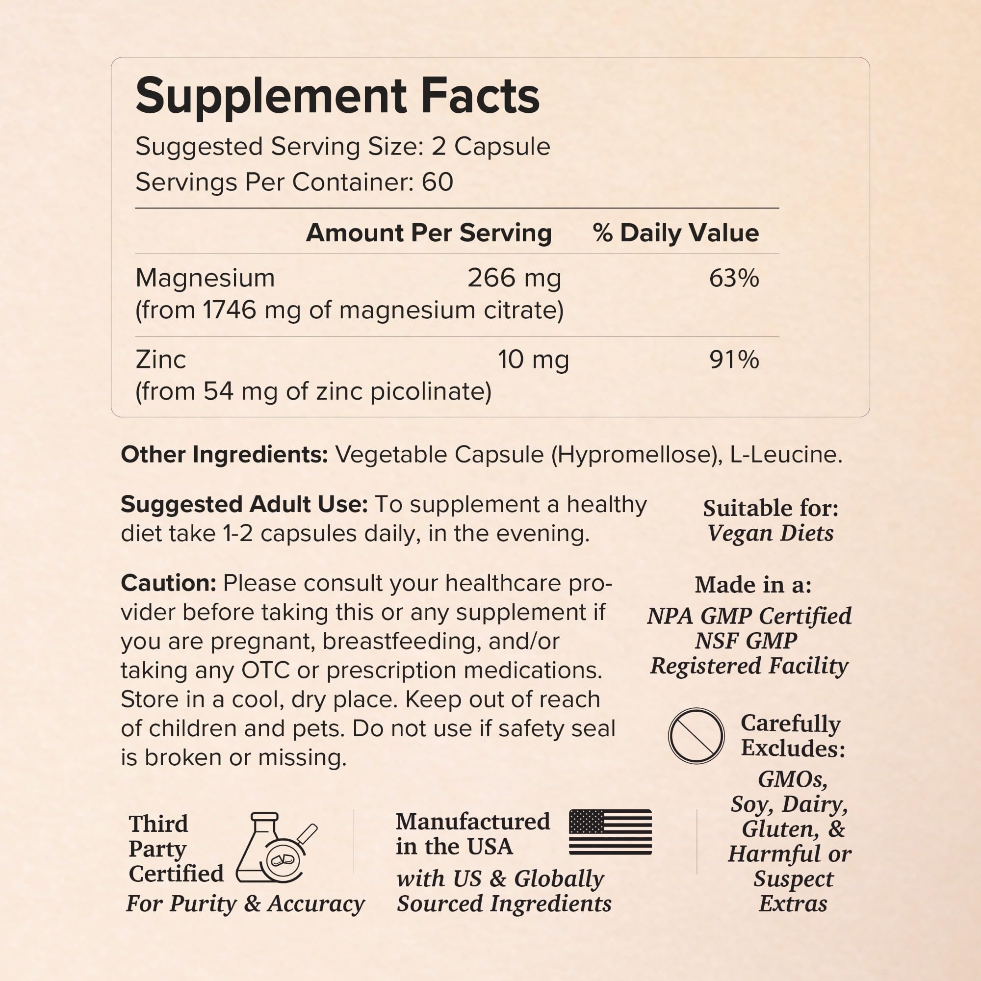 Rootcha Magnesium and Zinc Complex 400mg displayed with fresh herbs