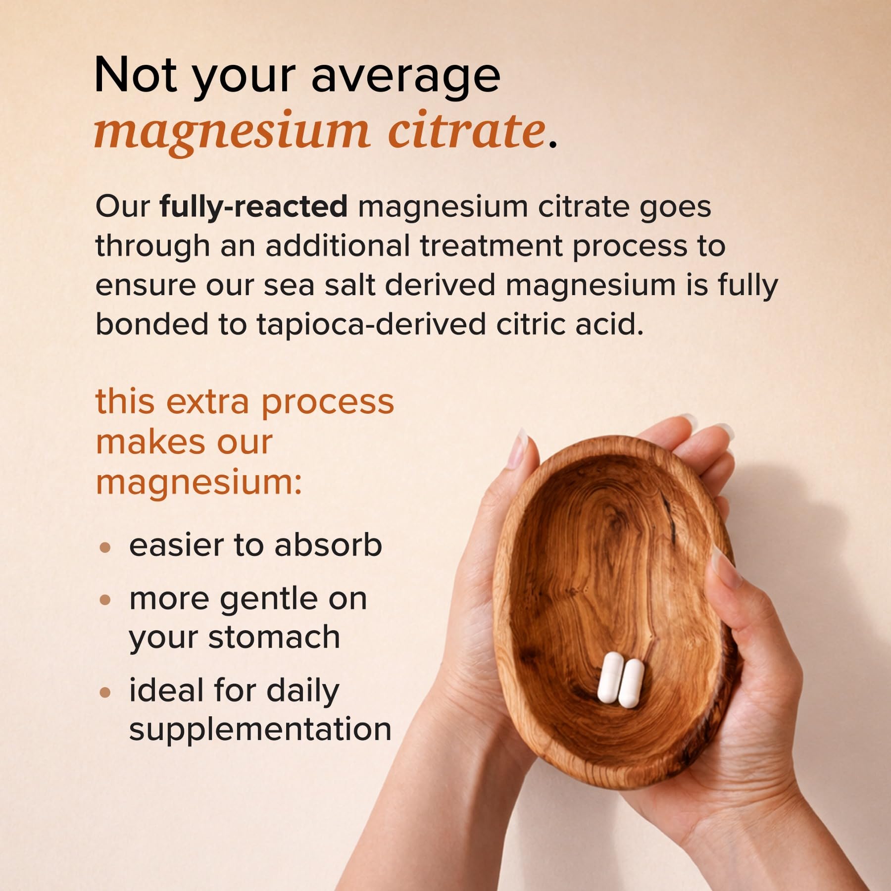 Rootcha Magnesium and Zinc Complex 400mg side view showing capsule details