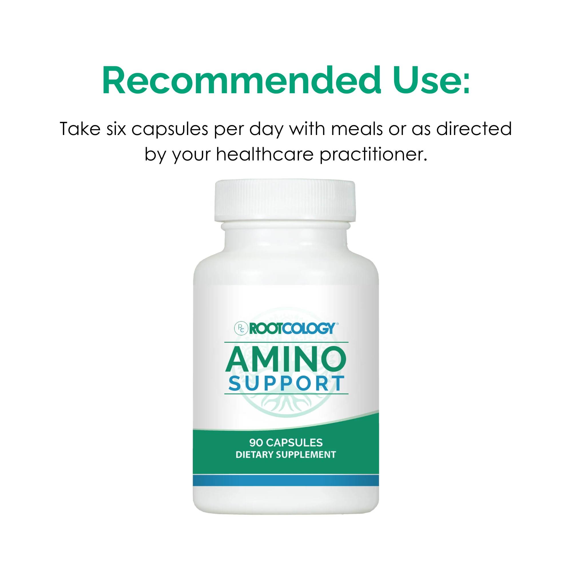 Rootcology Amino Support L-Glutamine with a measuring spoon