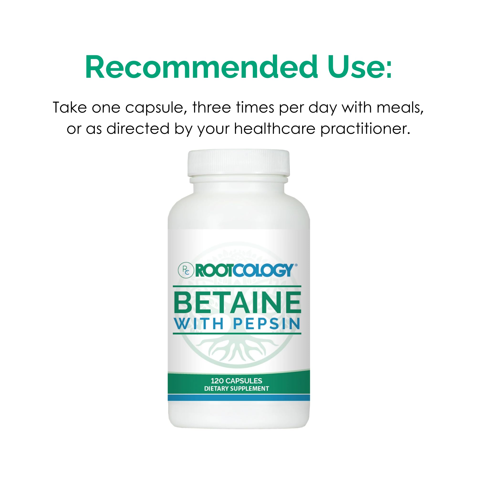 Rootcology Betaine with Pepsin 90 Capsules packaging details