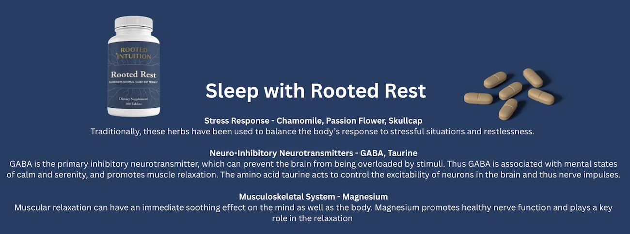 Rooted Intuition Natural Sleep Supplement packaging side view