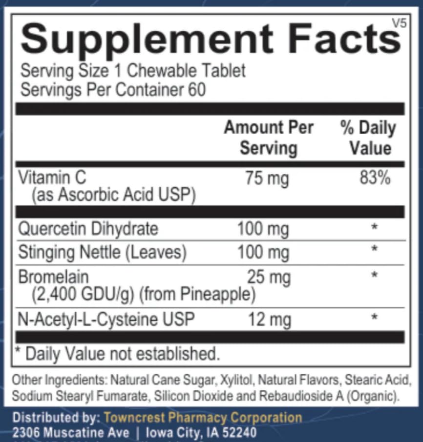 Rooted Intuition Quercetin Chewables close-up of tablets