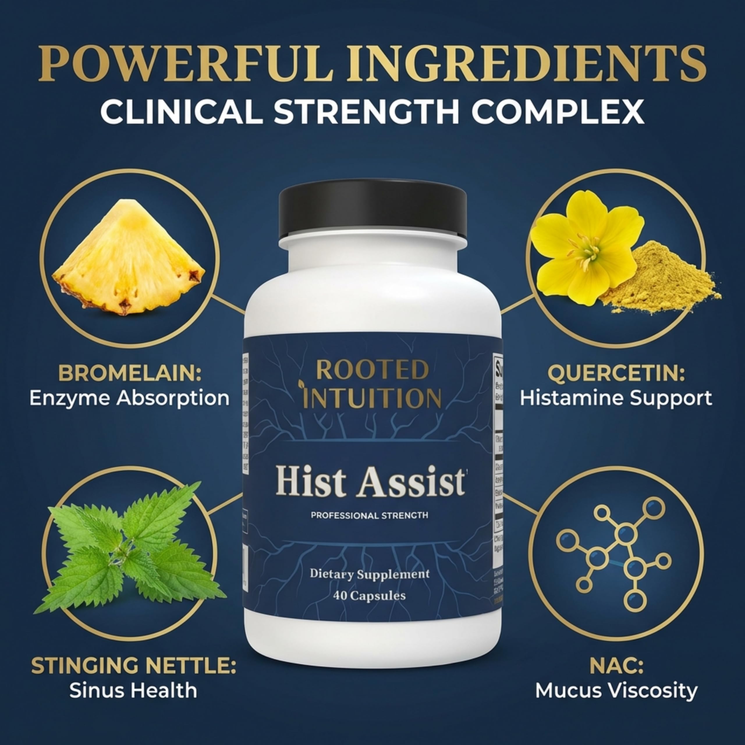 Rooted Intuition Quercetin Supplement 45g side view
