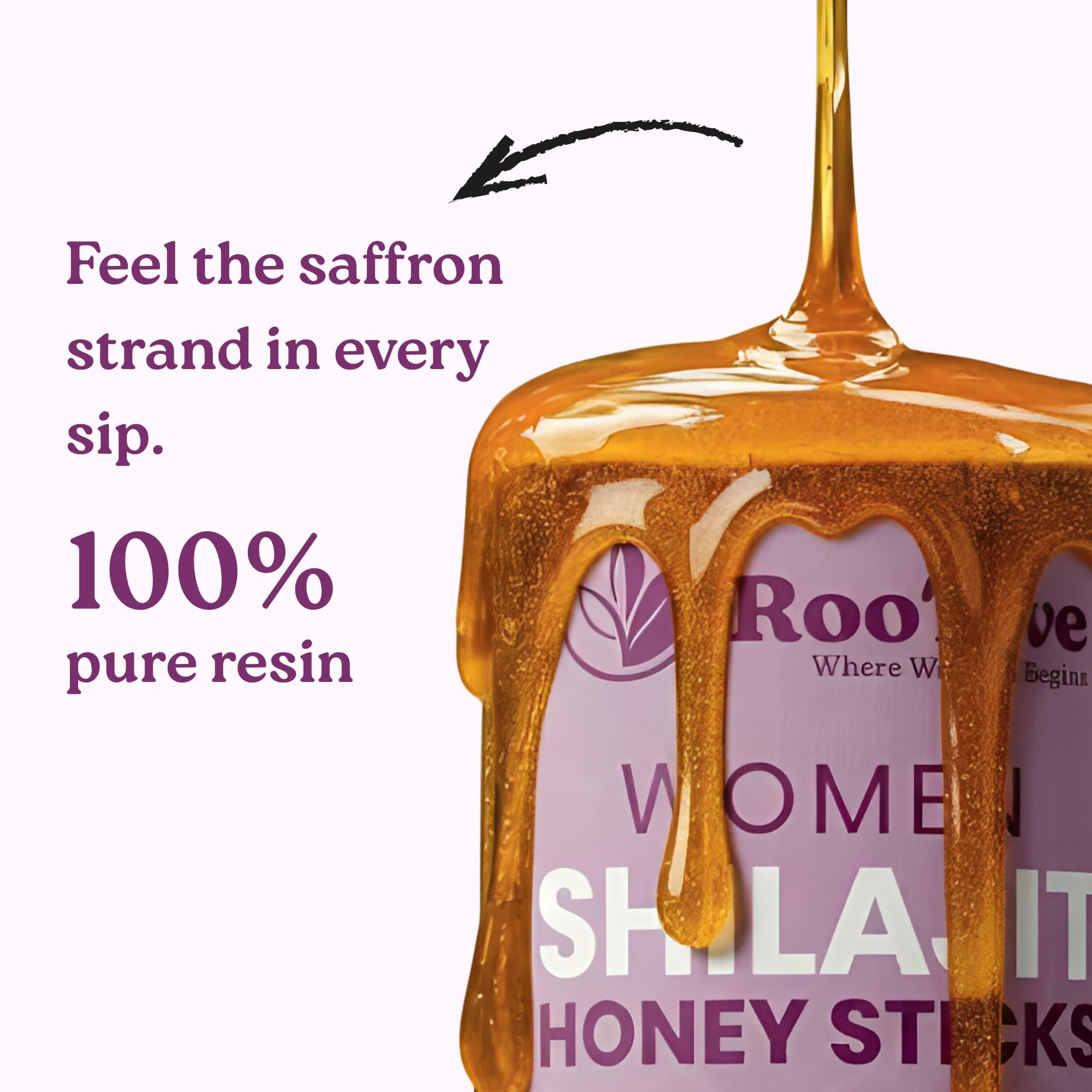 ROOTIVE honey sticks with saffron and shatavari ingredients