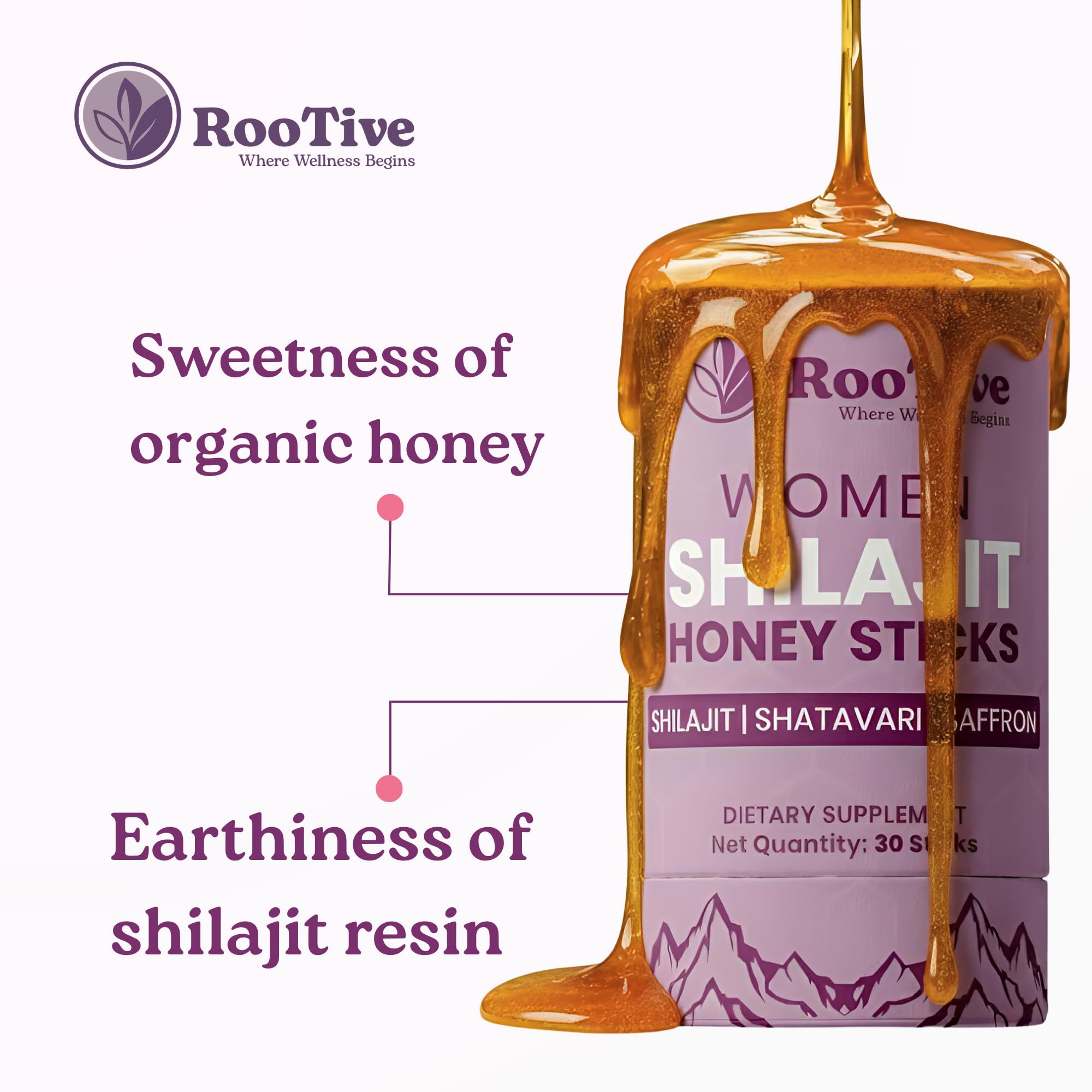 ROOTIVE Shilajit Honey Stick being held in hand