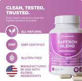 Rosabella Saffron Blend Supplement 30mg capsules close-up