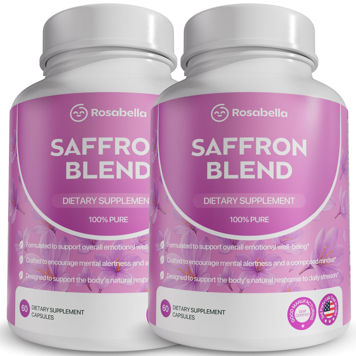 Rosabella Saffron Blend Supplement 30mg Capsules front view