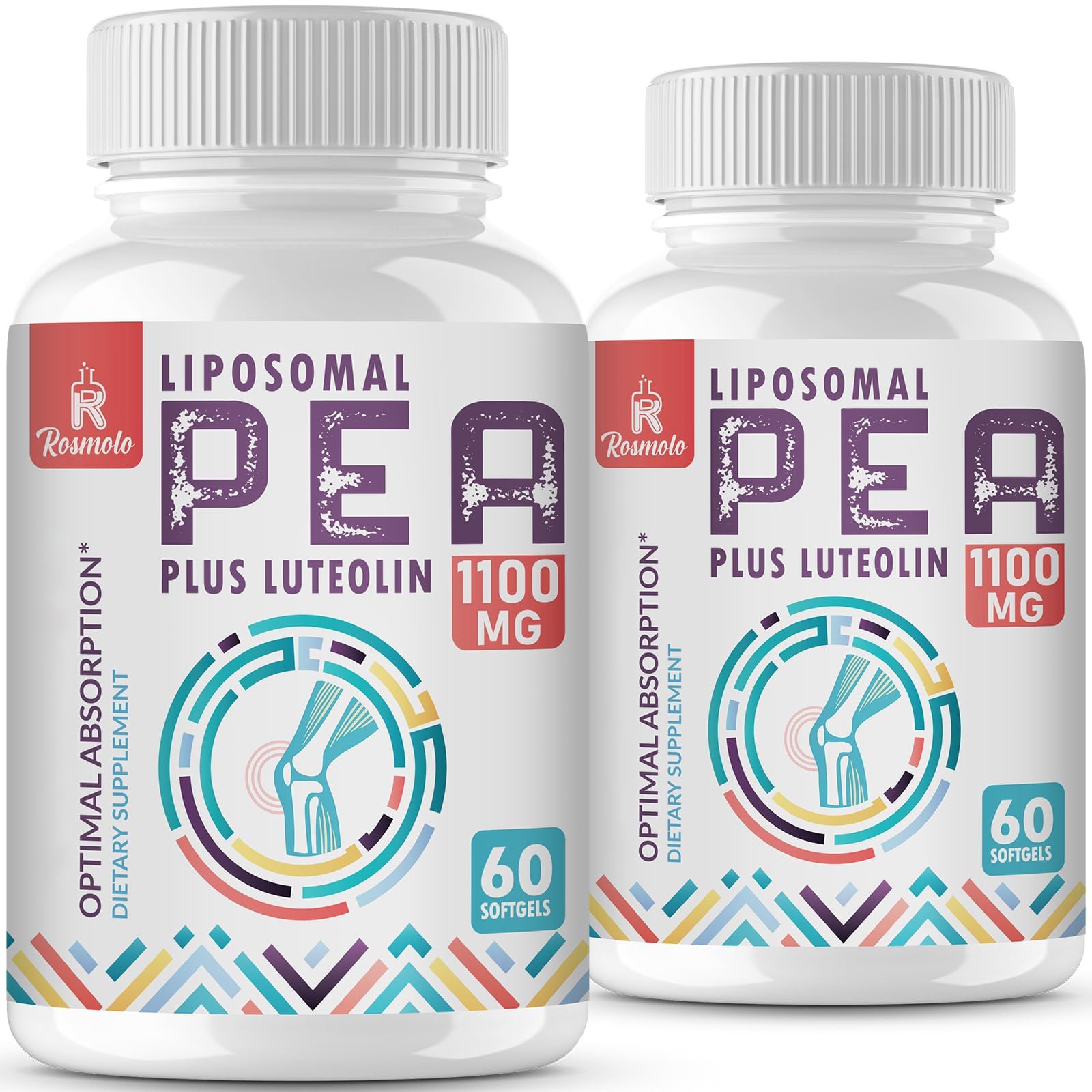 Rosmolo Liposomal PEA + Luteolin softgel capsules front view