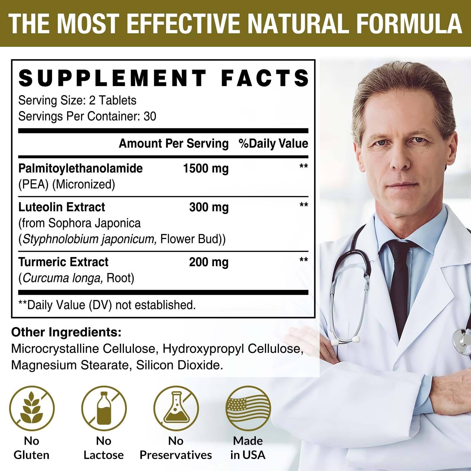 Rosmolo Palmitoylethanolamide supplement tablets close-up