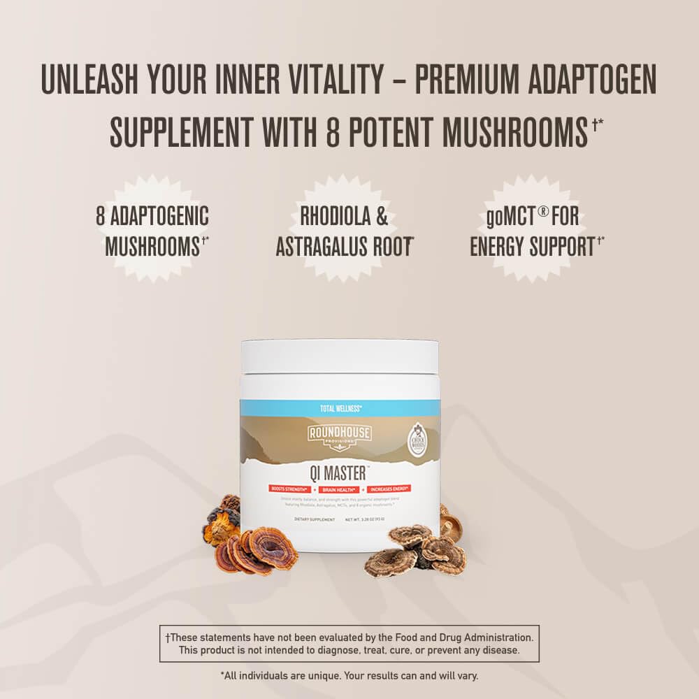 ROUNDHOUSE PROVISION Adaptogenic Mushroom Blend 93g packaging side view