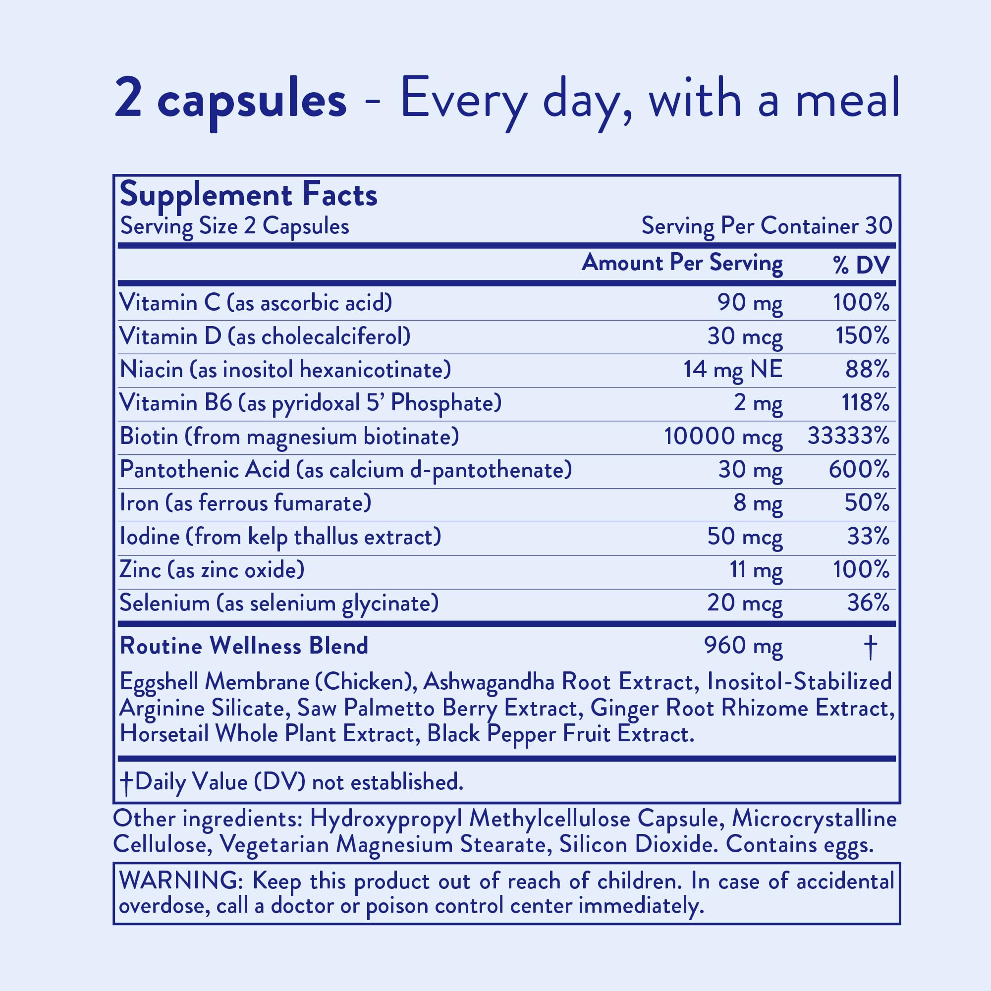 Routine Wellness Hair Growth Vitamins 60 Capsules with a measuring spoon