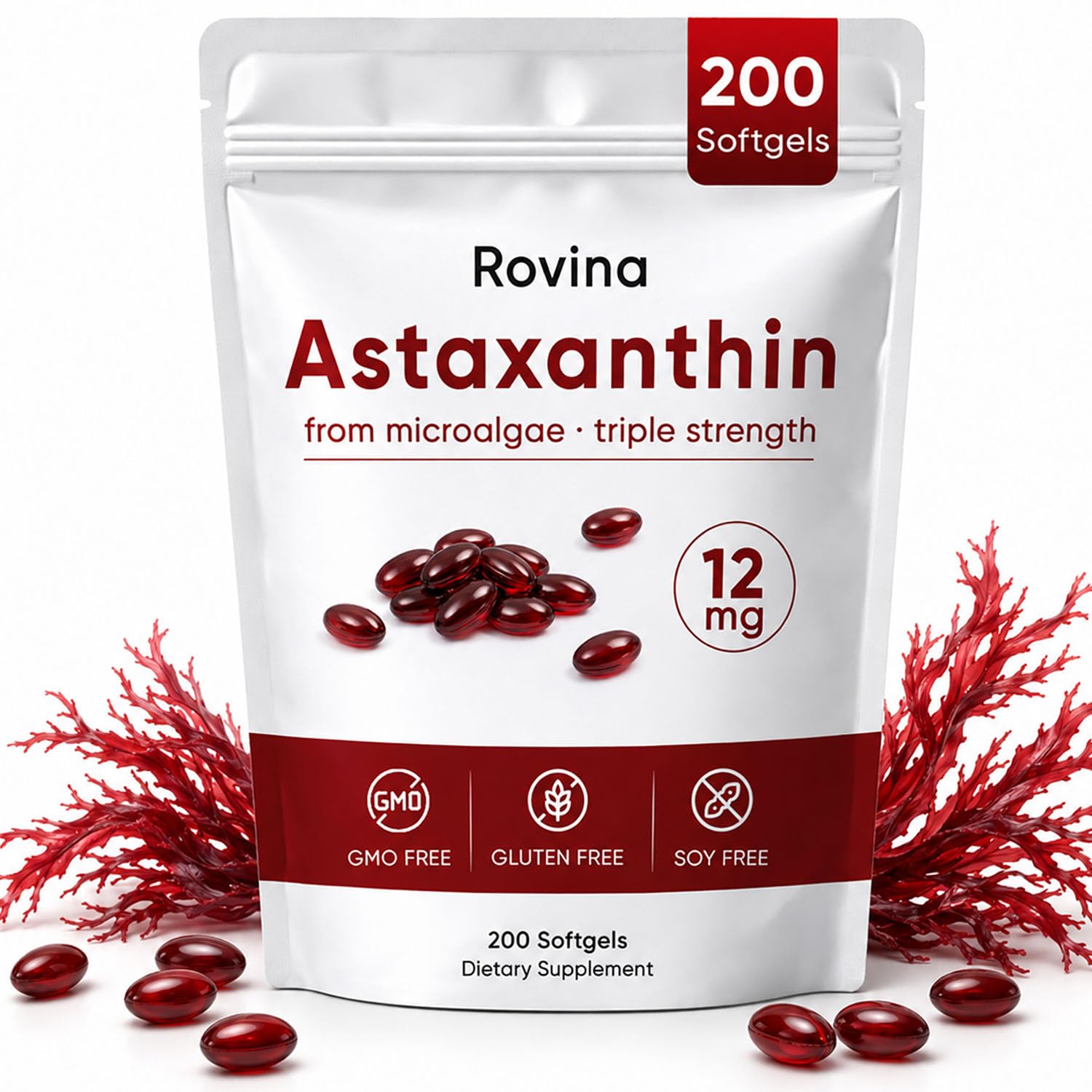 ROVINA Astaxanthin Softgels 200 count front view