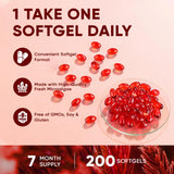 ROVINA Astaxanthin Softgels displayed with a glass of water