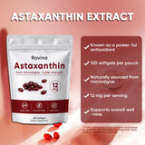 ROVINA Astaxanthin Softgels on a wooden table