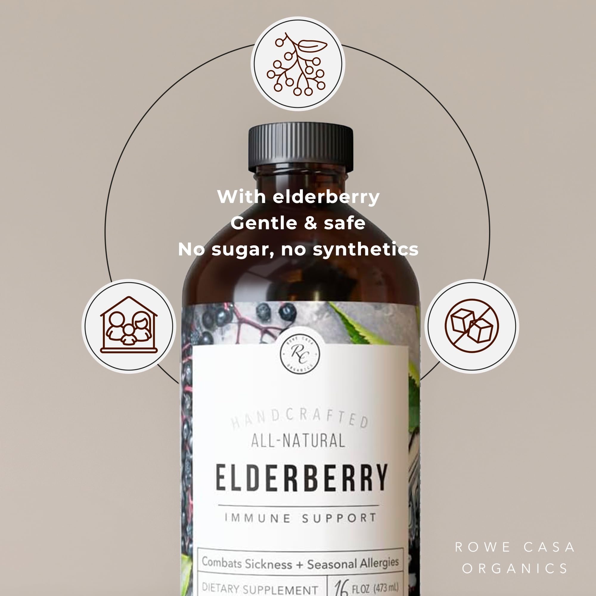 Rowe Casa Organics Elderberry Syrup 473ml back view