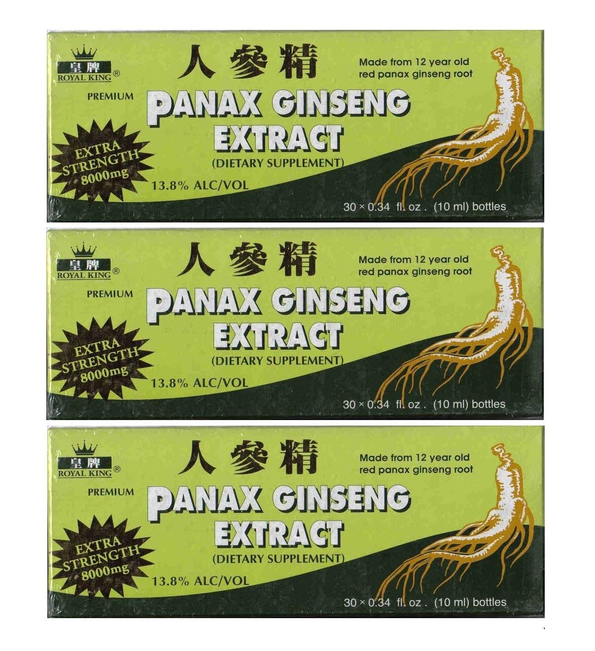 Royal King Panax Ginseng Extract 8000 mg 30 vials packaging front view