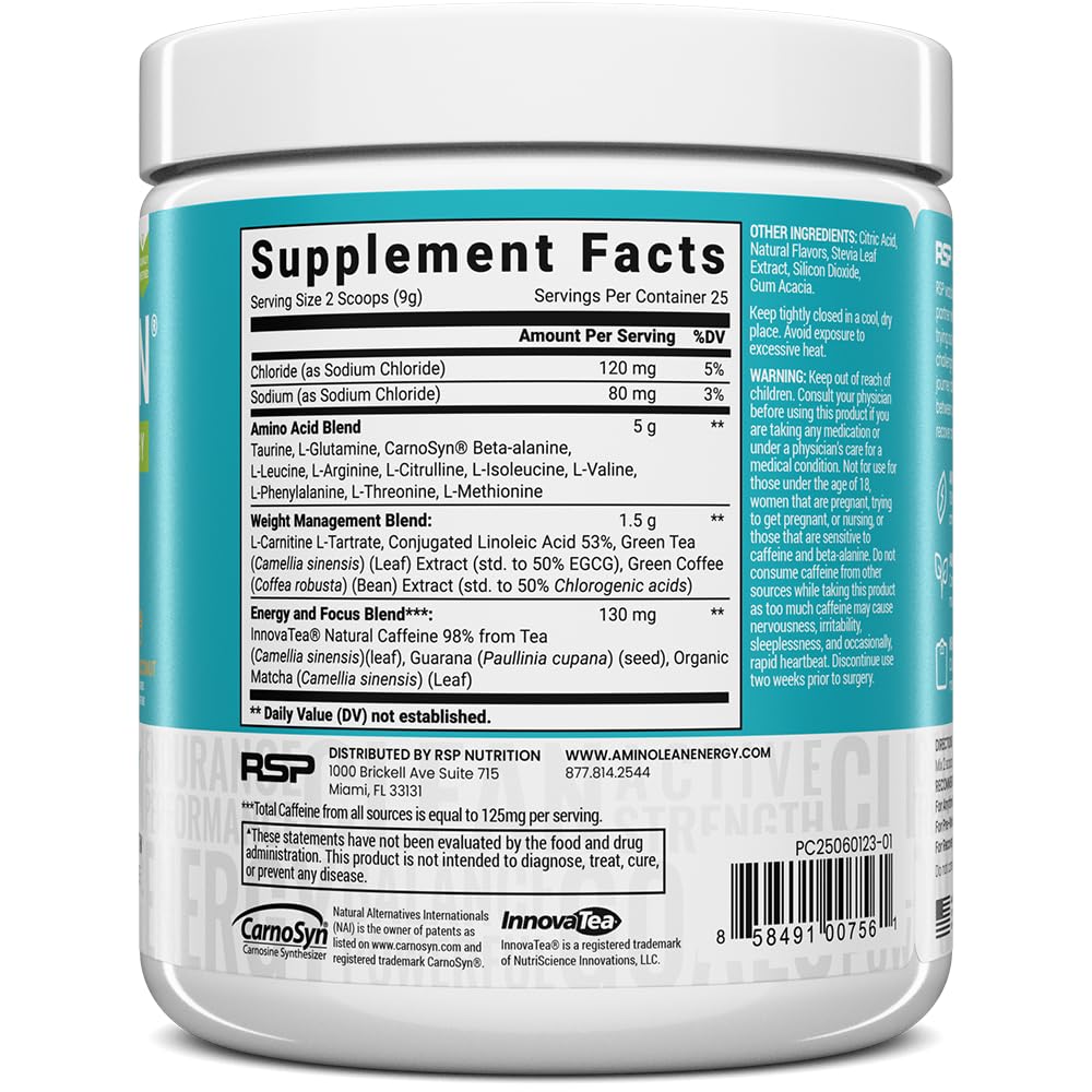 RSP NUTRITION AminoLean BCAA & EAA Powder ingredients list