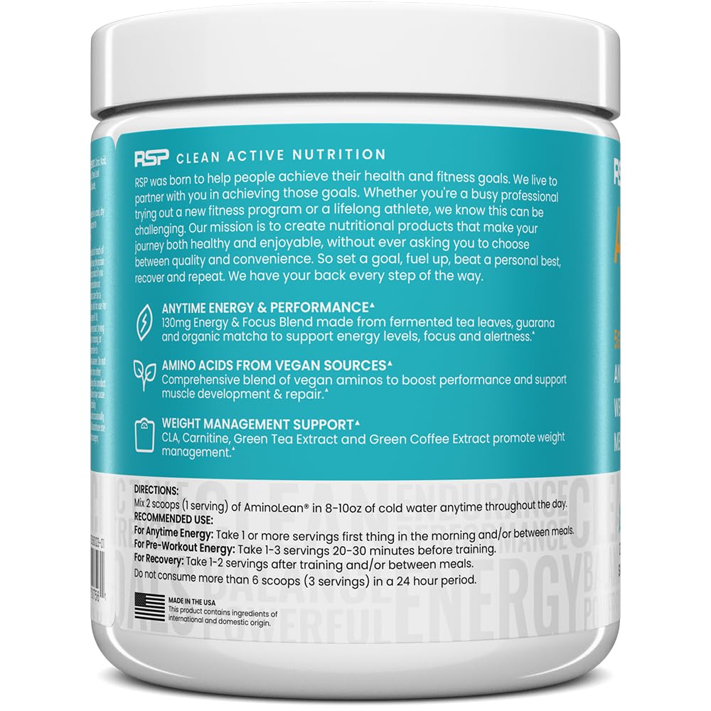 RSP NUTRITION AminoLean BCAA & EAA Powder nutritional information