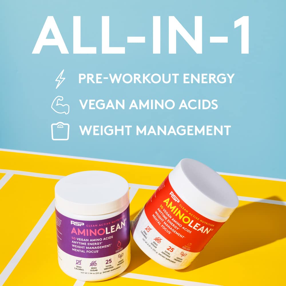 RSP NUTRITION AminoLean BCAA & EAA Powder with scoop