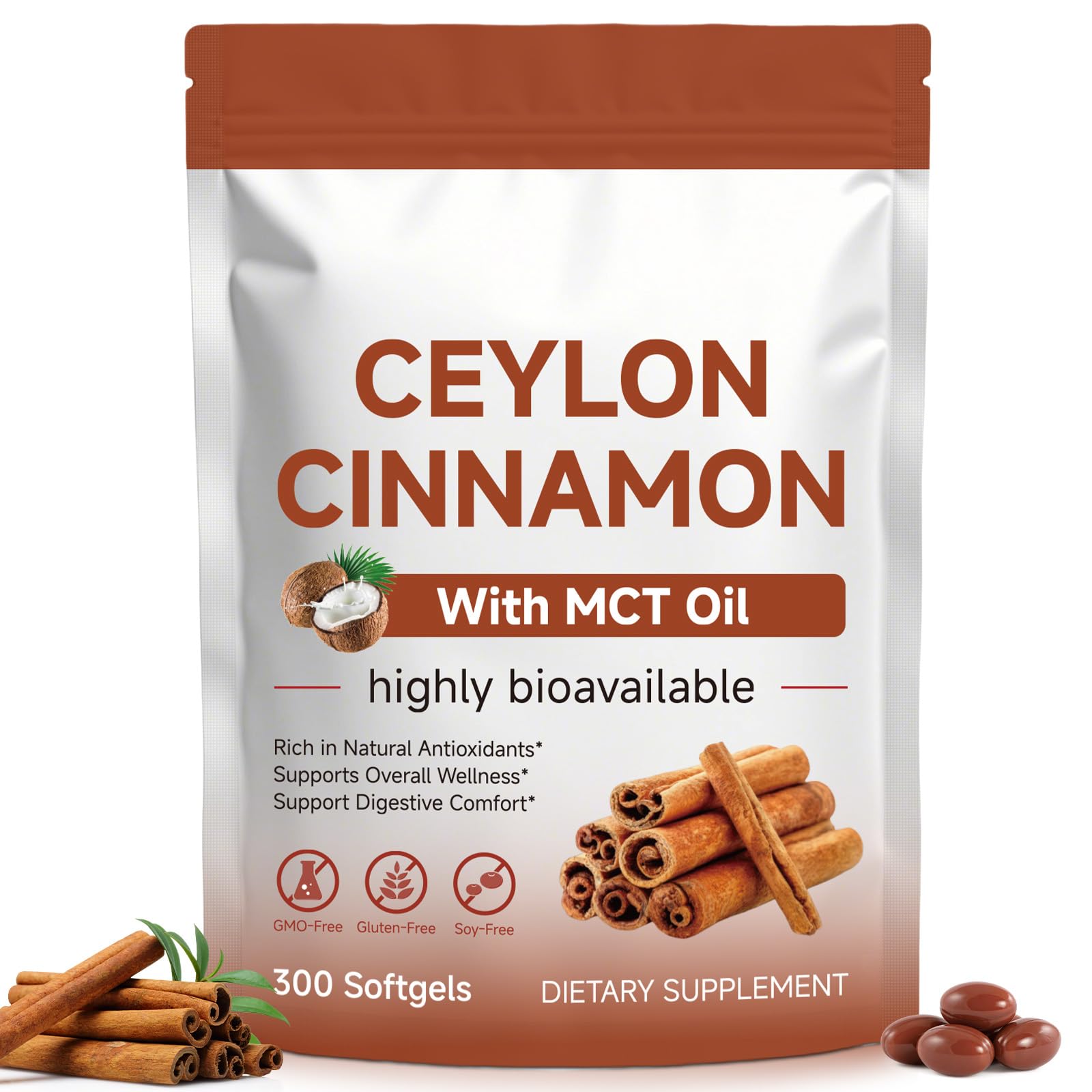 RTEWXLP Ceylon Cinnamon Supplement 300 liquid softgels front view