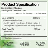 RTQSU Oil of Oregano Softgels packaging side view