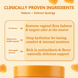 RTQSU Vaginal Support Gummies bottle with a background of wellness items