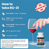 RU-21 Alcohol Support Supplement tablets close-up