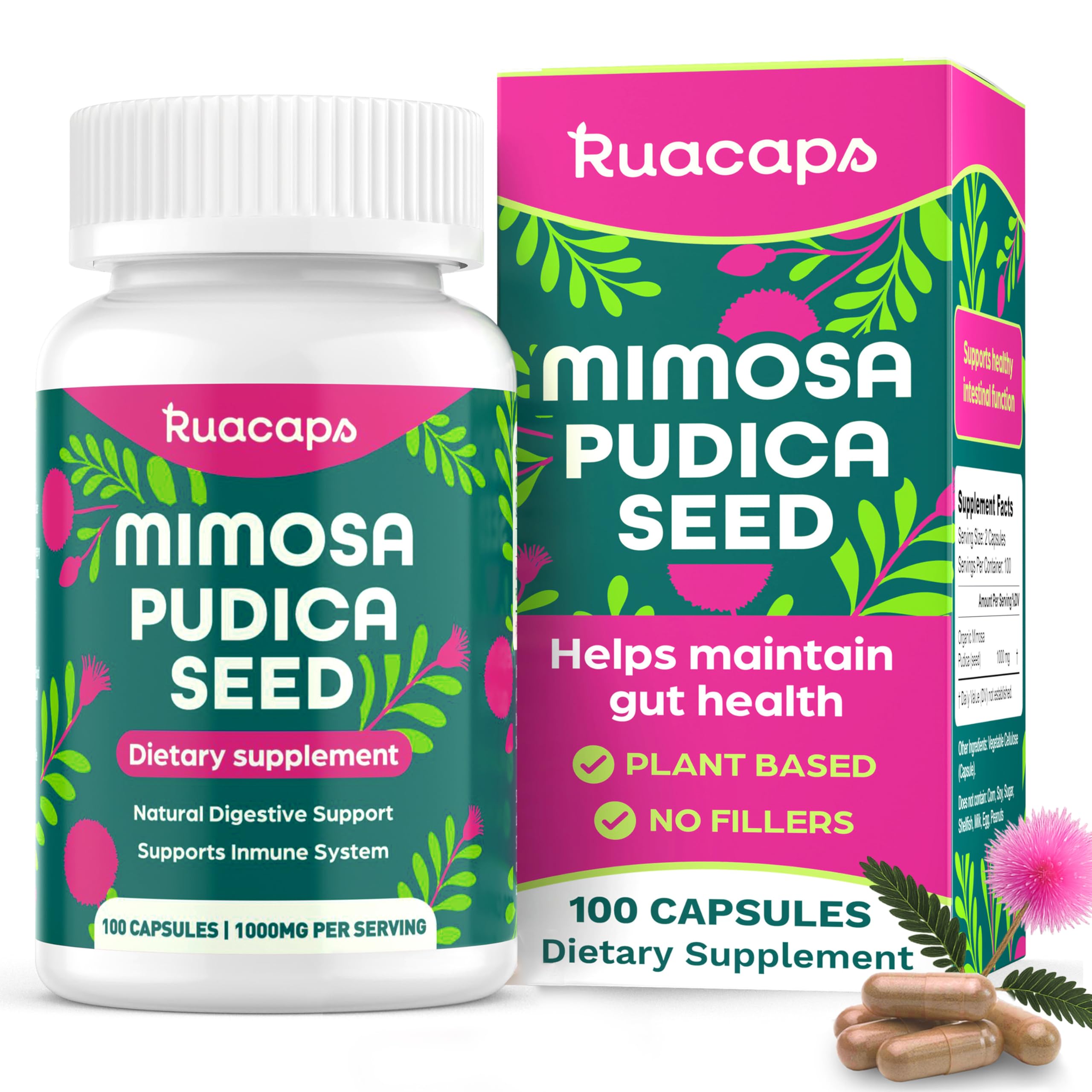 RUACAPS Mimosa Pudica Supplement 60 Capsules front view
