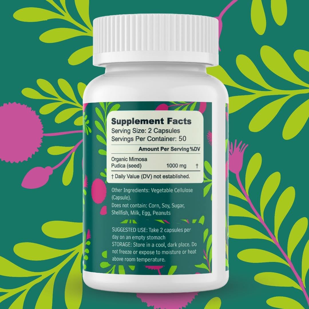 RUACAPS Mimosa Pudica Supplement bottle side view