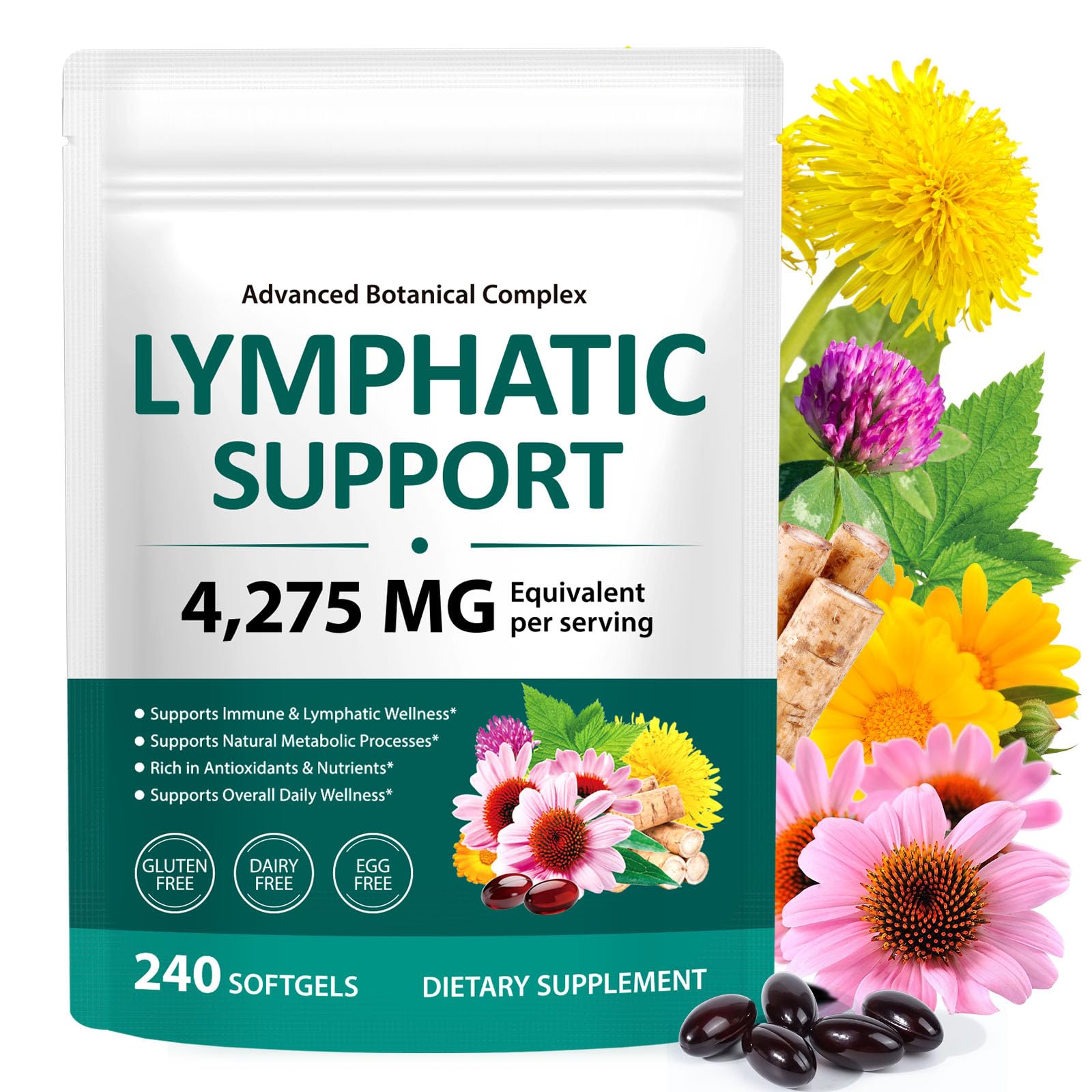 Ruduwu Echinacea 21-in-1 Lymphatic Support Softgels front view