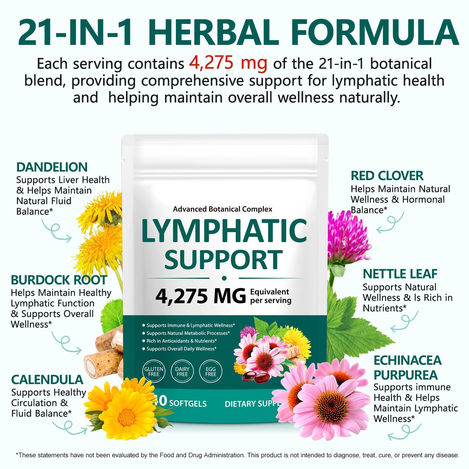 Ruduwu Echinacea 21-in-1 Lymphatic Support Softgels packaging