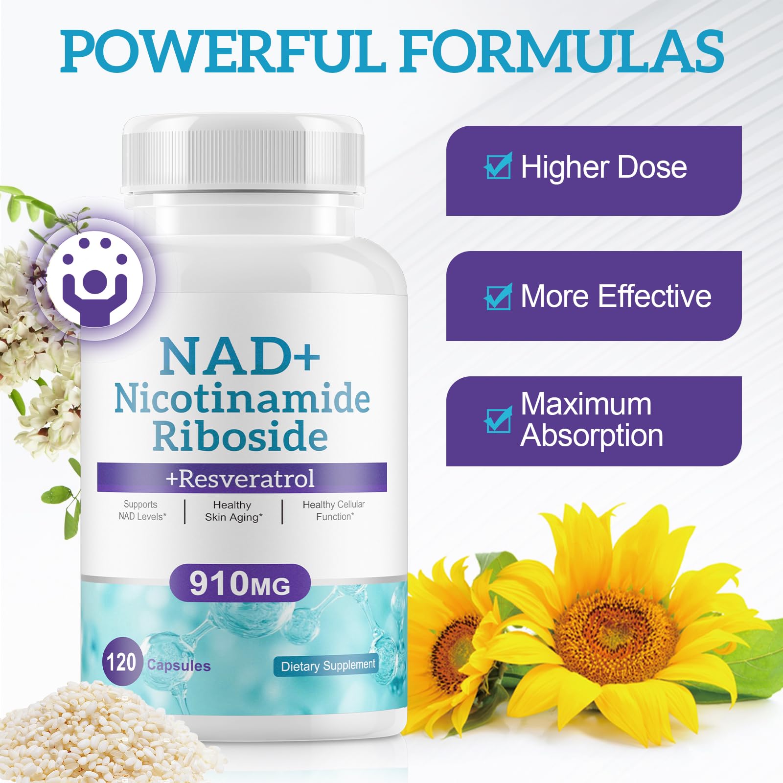 Ruduwu NAD Resveratrol Supplement bottle side view