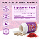 Ruduwu Saffron Supplement capsules in a clear bottle