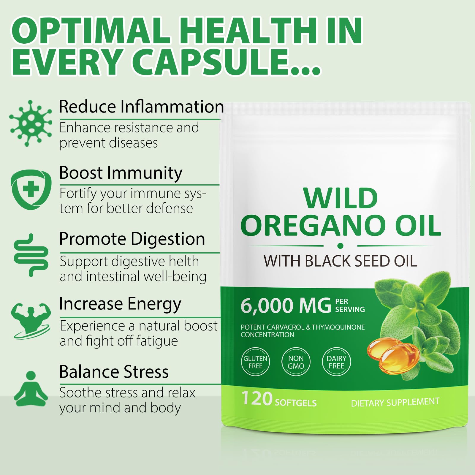 Ruduwu Wild Oregano Oil Softgels 6000mg close-up of softgel
