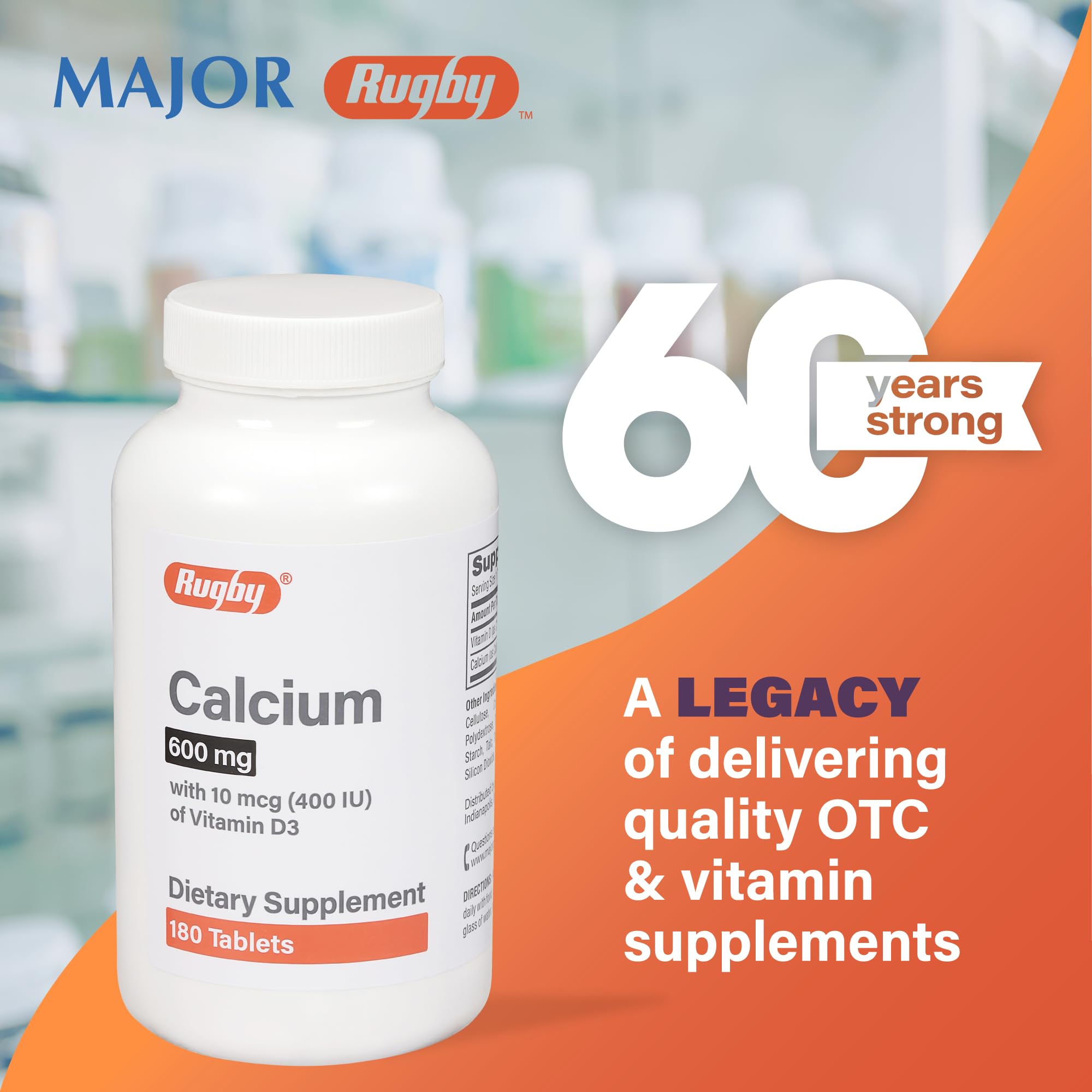 RUGBY LABORATORIES Calcium Tablets in a hand