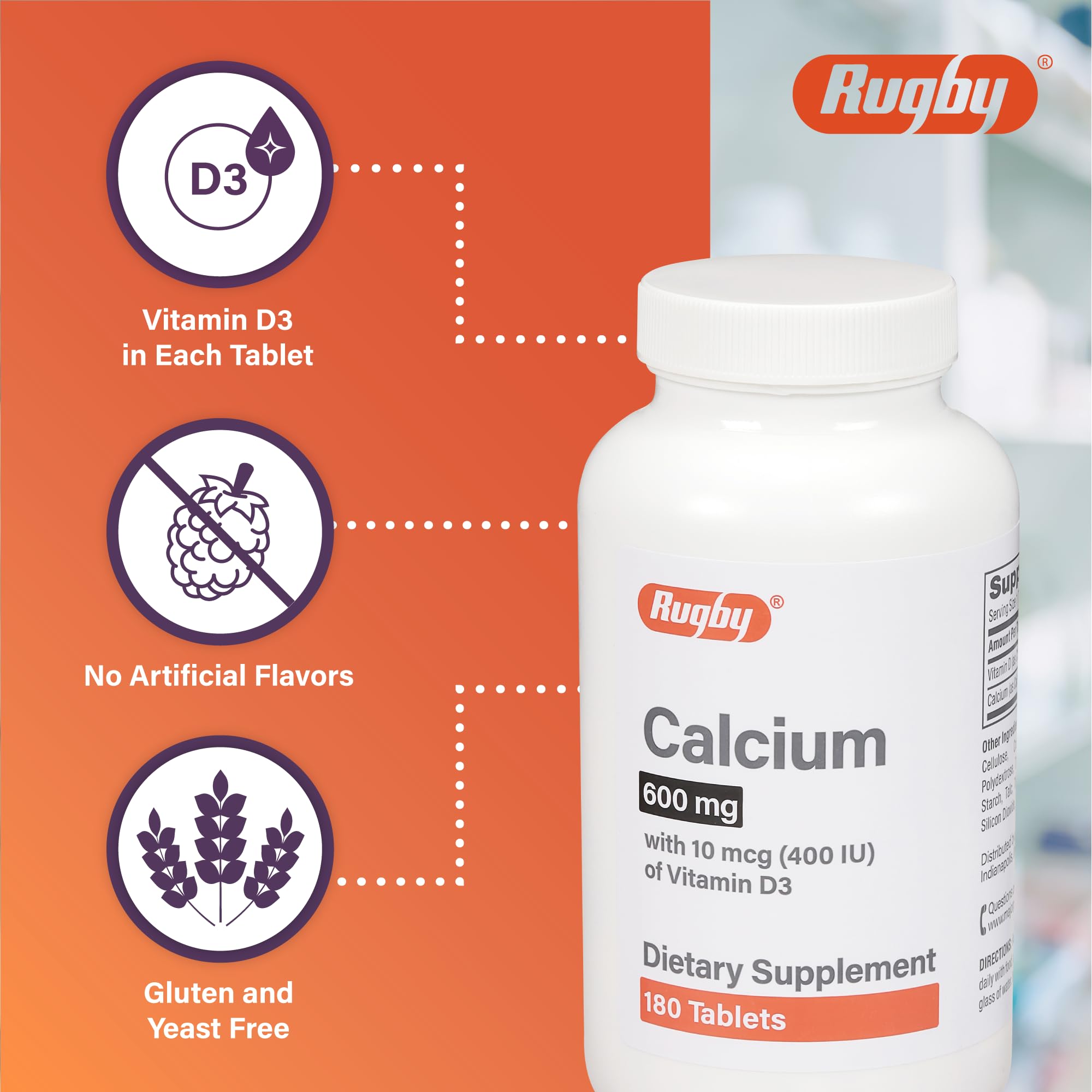 RUGBY LABORATORIES Calcium Tablets nutritional information